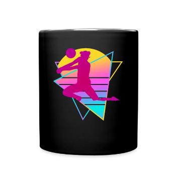 Beach Volleyball retro - Tasse einfarbig - Schwarz - Vorne