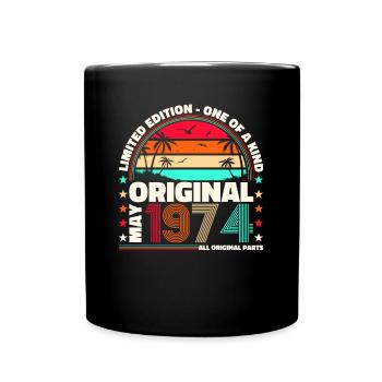 49th Birthday Man April Vintage 1974 Cassette - Full Colour Mug - black - Front
