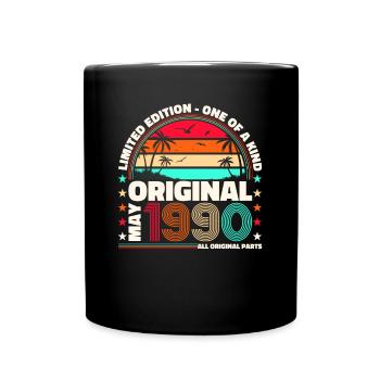33rd Birthday Man April Vintage 1990 Cassette - Full Colour Mug - black - Front