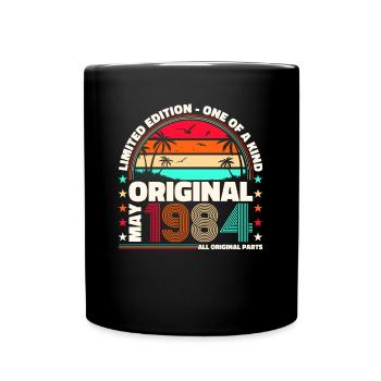 39th Birthday Man April Vintage 1984 Cassette - Mug uni - noir - Devant