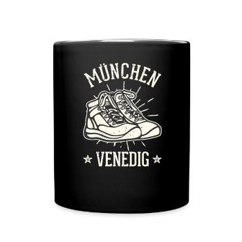 Alpenüberquerung München Venedig Fernwanderweg - Tasse einfarbig - Schwarz - Vorne