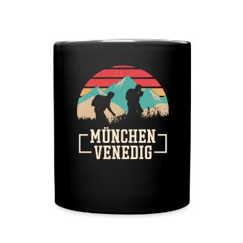 Alpenüberquerung München Venedig Fernwanderweg - Tasse einfarbig - Schwarz - Vorne