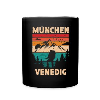 Alpenüberquerung München Venedig Fernwanderweg - Tasse einfarbig - Schwarz - Vorne