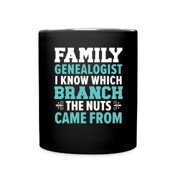 Généalogiste familial branche d’où venaient les noix - Mug uni - noir - Devant