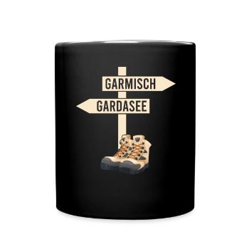 Crossing the Alps Garmisch Lake Garda - Full Colour Mug - black - Front