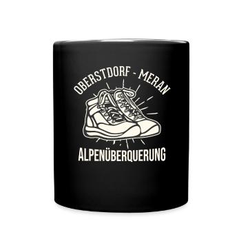 Traversée des Alpes Sentier de randonnée longue distance Oberstdorf Merano E5 - Mug uni - noir - Devant