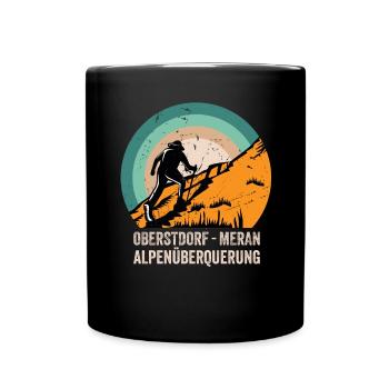Traversée des Alpes Sentier de randonnée longue distance Oberstdorf Merano E5 - Mug uni - noir - Devant