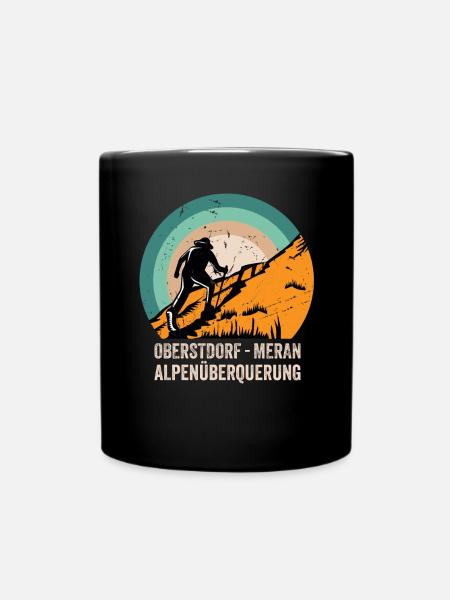 Traversée des Alpes Sentier de randonnée longue distance Oberstdorf Merano E5 - Mug uni - noir