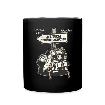 Alpenüberquerung Oberstdorf Meran E5 Fernwanderweg - Tasse einfarbig - Schwarz - Vorne