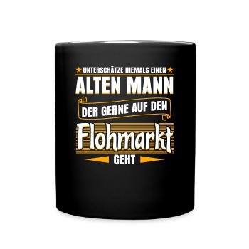 Flohmarkt Händler Trödelmarkt - Tasse einfarbig - Schwarz - Vorne