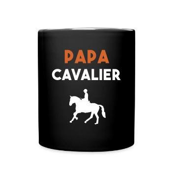papa cavalier cadeau papa équitation cheval - Mug uni - noir - Devant