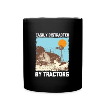 FAMERS5 EASILY DISTRACTED BY TRACTIORS - Full Colour Mug - black - Front