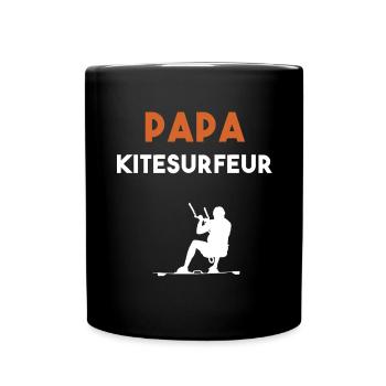 papa kitesurfeur cadeau papa Kitesurf - Mug uni - noir - Devant