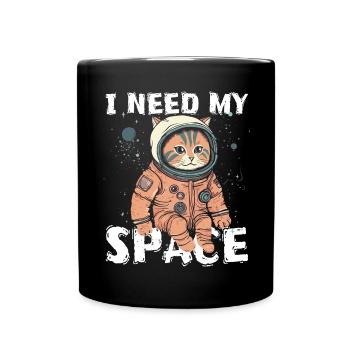 Cat I need my space pun astronomy cat - Full Colour Mug - black - Front