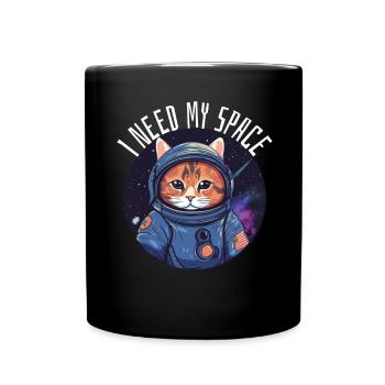 Cat I need my space pun astronomy cat - Full Colour Mug - black - Front