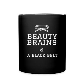 Beauty Brains et une ceinture noire - Mug uni - noir - Devant
