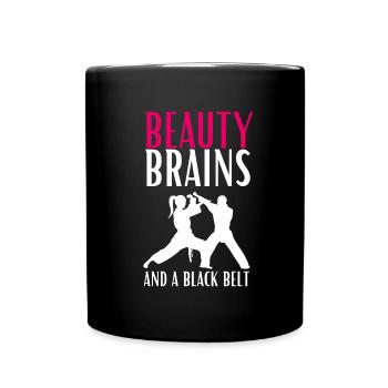 Beauty Brains et une ceinture noire - Mug uni - noir - Devant