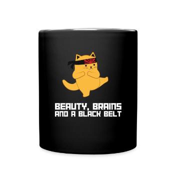 Beauty Brains And A Black Belt - Full Colour Mug - black - Front