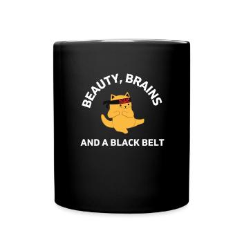 Beauty Brains And A Black Belt - Full Colour Mug - black - Front