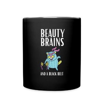 Beauty Brains And A Black Belt - Full Colour Mug - black - Front
