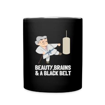 Beauty Brains et une ceinture noire - Mug uni - noir - Devant
