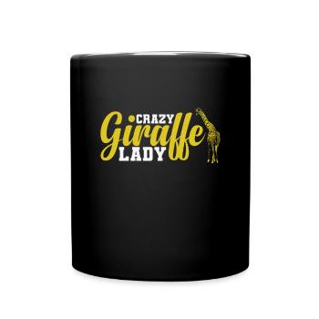 Crazy Giraffe Lady exotisches Tier - Tasse einfarbig - Schwarz - Vorne