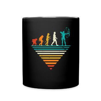 Menschliche Evolution - Vintage -Bogenschießen - Tasse einfarbig - Schwarz - Vorne