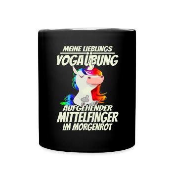 Meine lieblings Yoga Übung: Mittelfinger - Tasse einfarbig - Schwarz - Vorne