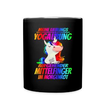 Meine lieblings Yoga Übung: Mittelfinger - Tasse einfarbig - Schwarz - Vorne