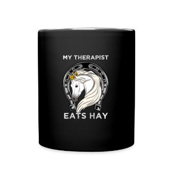 CROWNEDHORSE2MYTHERAPISTEATSHAY - Full Colour Mug - black - Front