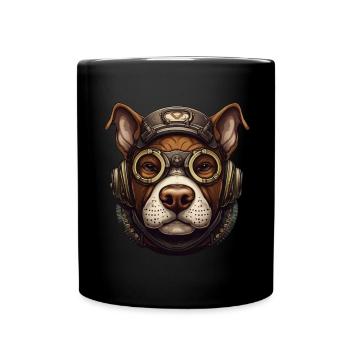 Steampunk Pitbull Dog Lover Gift Steampunk - Full Colour Mug - black - Front