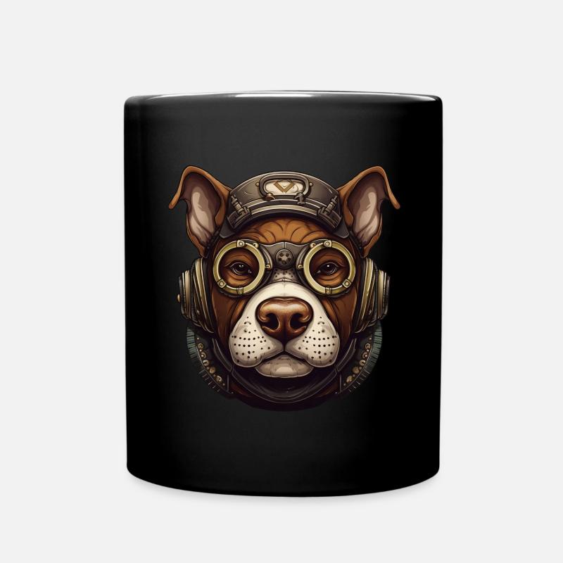 Steampunk Pitbull Hund Liebhaber Geschenk Steampunk - Tasse einfarbig - Schwarz