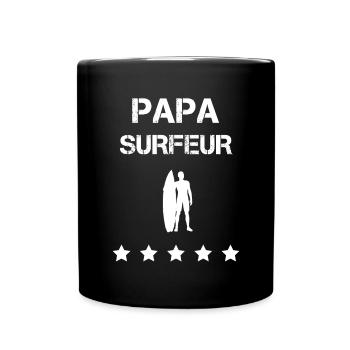 papa surfeur surf homme fête des pères - Mug uni - noir - Devant