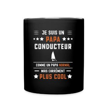 papa conducteur papa normal char à voile - Mug uni - noir - Devant