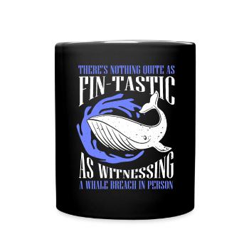 Whale design for whales and blue whales or beluga whales - Full Colour Mug - black - Front