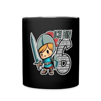 Football 6nd Birthday - I'm 6 - Kids Birthday - Tasse einfarbig - Schwarz - Vorne