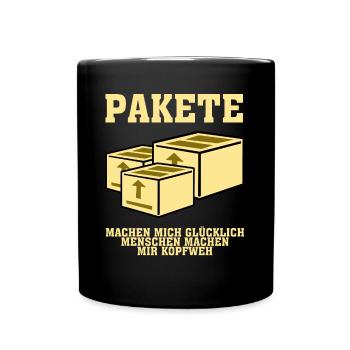 Paketzusteller Paket Paketbote Pakete - Tasse einfarbig - Schwarz - Vorne