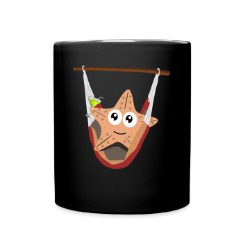 Seestern in Hängematte - Tasse einfarbig - Schwarz - Vorne