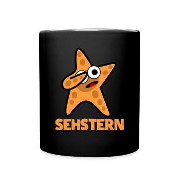 Seestern Sehstern Wortspiel Seesterne - Tasse einfarbig - Schwarz - Vorne
