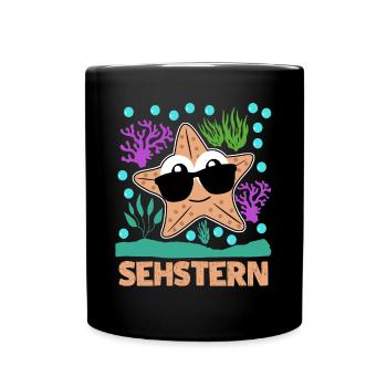 Seestern Sehstern Witz Sonnenbrille - Tasse einfarbig - Schwarz - Vorne