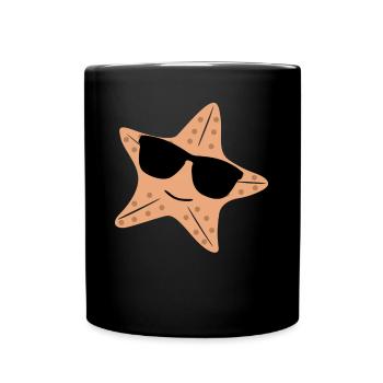 Étoile de mer avec lunettes de soleil Étoile de mer - Mug uni - noir - Devant
