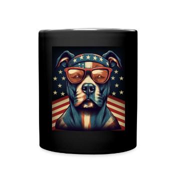 Patriote Pitbull Drapeau américain Pitbull Patriotique - Mug uni - noir - Devant