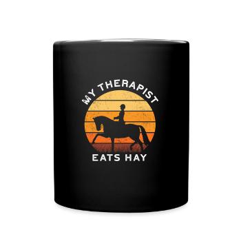 HORSERIDERSUNSETMYTHERAPISTEATSHAY - Full Colour Mug - black - Front