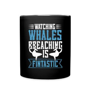 Blue whale for beluga whale and marine mammals - Full Colour Mug - black - Front