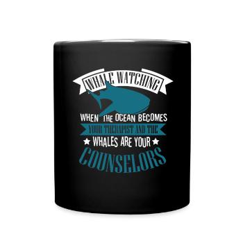 Whale Quote for Blue Whale and Beluga Whale - Full Colour Mug - black - Front