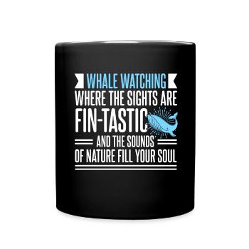 Whale design for whales and blue whales or beluga whales - Full Colour Mug - black - Front