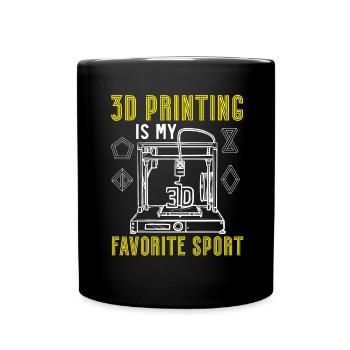 3D-Drucken ist mein Lieblingssport Machinist - Tasse einfarbig - Schwarz - Vorne