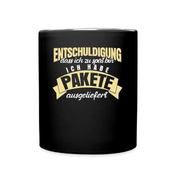 Paketzusteller Spruch Paketbote - Tasse einfarbig - Schwarz - Vorne