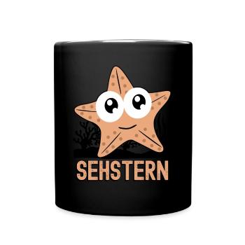Seestern Sehstern Seesterne - Tasse einfarbig - Schwarz - Vorne