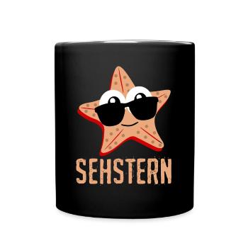 Seestern Sehstern Seesterne Sonnenbrille - Tasse einfarbig - Schwarz - Vorne